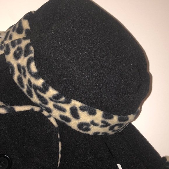 Black Infant winter coat & hat with leopard print - Picture 5 of 5